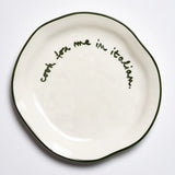 Maegen - Slogan Plate - Dark Green - Cook For Me In Italian