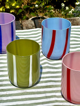 Maegen Atina Stripe Drinking Glass - Blue/Red