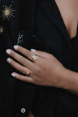 Magique Goldplated Ring Coin Burst Blue