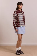 NOAH CINCH LAYERED RUGBY - CHOC STRIPE