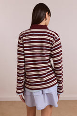 NOAH CINCH LAYERED RUGBY - CHOC STRIPE