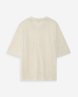 Openwork knit cardigan shirt collar ecru Vadim