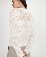 Openwork knit long-sleeve cardigan ecru Velasquez