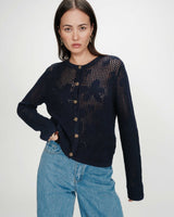 Openwork knit long-sleeve cardigan marine Velasquez