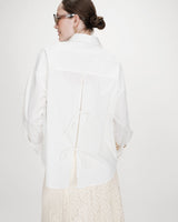 Oversized cotton shirt with tie-back ivoire Valerie