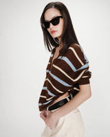 Oversized polo-collar sweater chocolat Vaporetto