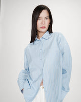 Oversized striped shirt with tie-back bleuet Valerie