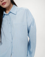 Oversized striped shirt with tie-back bleuet Valerie