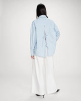 Oversized striped shirt with tie-back bleuet Valerie