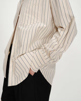 Oversized striped shirt with tie-back vanille Valerie