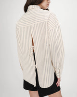 Oversized striped shirt with tie-back vanille Valerie