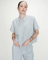 Oversized striped short-sleeve shirt bleuet Vercia