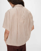 Oversized striped short-sleeve shirt mocha Vercia