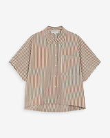 Oversized striped short-sleeve shirt mocha Vercia
