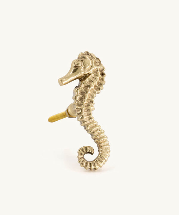 Pippa Seahorse Knob Right Brass
