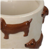 Planter Dachshund Dolomite Brown 13.8x13.8x11cm