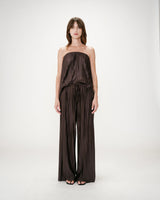 Pleated wide-leg pants with adjustable waist chocolat Wonka