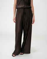 Pleated wide-leg pants with adjustable waist chocolat Wonka