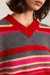 RENE V JUMPER - PINK/RED STRIPE