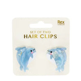 Mini hair claw clips (set of 2) - Dolphins
