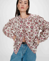 Romantic cotton blouse with pattern fleur Valencia