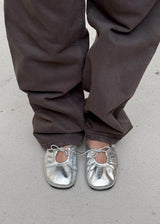 Rosalind Shimmer Silver Leather Ballet Flats