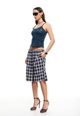 SEVIGNEY LONG SHORT - NAVY CHECK