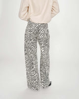 High-waist loose printed jeans zebre Socca