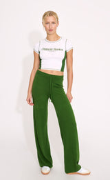 SOFT KNIT STRAIGHT LEG PANTS - EVERGREEN
