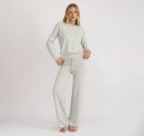 SOFT KNIT STRAIGHT LEG PANTS - MISTY GREY MELANGE