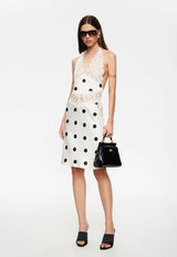 SOLANA MIDI DRESS - CREAM POLKA