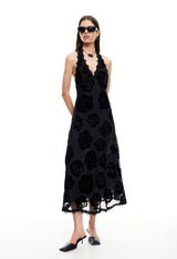 STARS ALIGN MIDI DRESS - BURNT NOIR ROSE