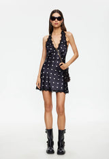 STARS ALIGN MINI DRESS - NOIR POLKA