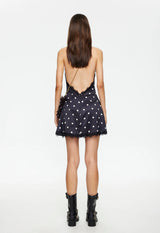 STARS ALIGN MINI DRESS - NOIR POLKA