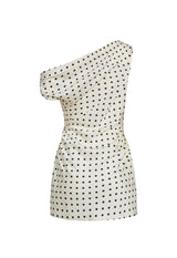 SWEETHEART MINI DRESS - CREAM POLKA