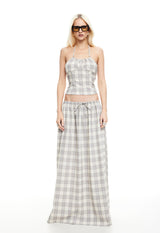 SWEET ESCAPE MAXI SKIRT - SMOKE PLAID