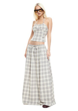 SWEET ESCAPE MAXI SKIRT - SMOKE PLAID