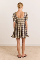 Sabina Mini Godet Dress - Cardamon Check