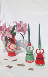 Santa Green candle holder