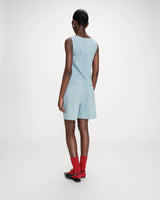 Sleeveless crew neck striped denim top stripedblue Vendome