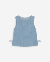 Sleeveless crew neck striped denim top stripedblue Vendome