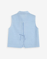 Sleeveless gingham cotton shirt ciel Windell