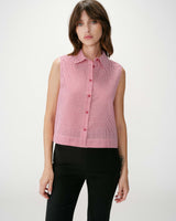 Sleeveless gingham cotton shirt rouge Windell