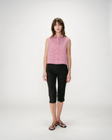 Sleeveless gingham cotton shirt rouge Windell