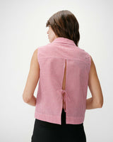 Sleeveless gingham cotton shirt rouge Windell