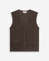 Sleeveless open-knit V-neck cardigan chocolat Wayne