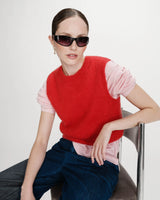 Sleeveless wool and mohair sweater rouge Vollo