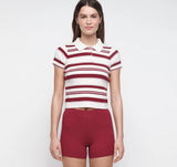 Soft Knit Polo - Hibiscus Kiss Stripe