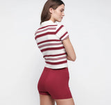 Soft Knit Polo - Hibiscus Kiss Stripe