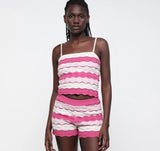 Soft Knit Textured Cami - Raspberry Stripe